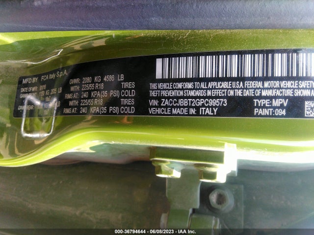 ZACCJBBT2GPC99573 Jeep Renegade 75th Anniversary