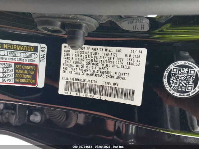 Honda CR-V LX 2015 5J6RM4H3XFL016709 Image 11