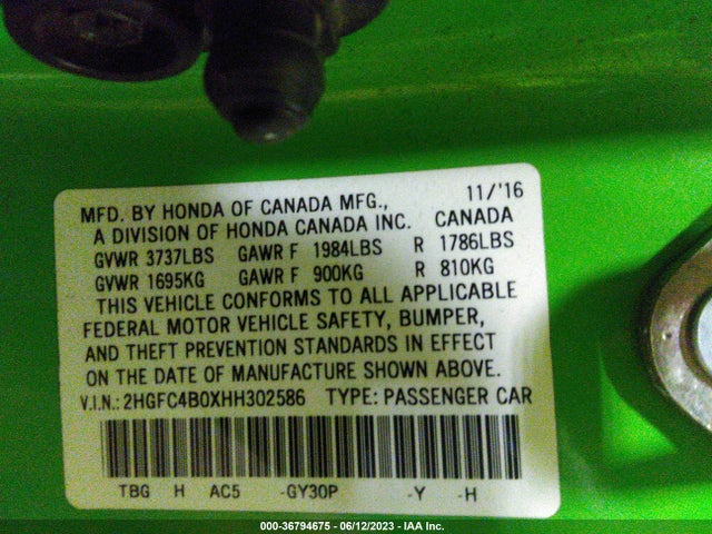 Honda k20c2 2017 2HGFC4B0XHH302586 Image 42