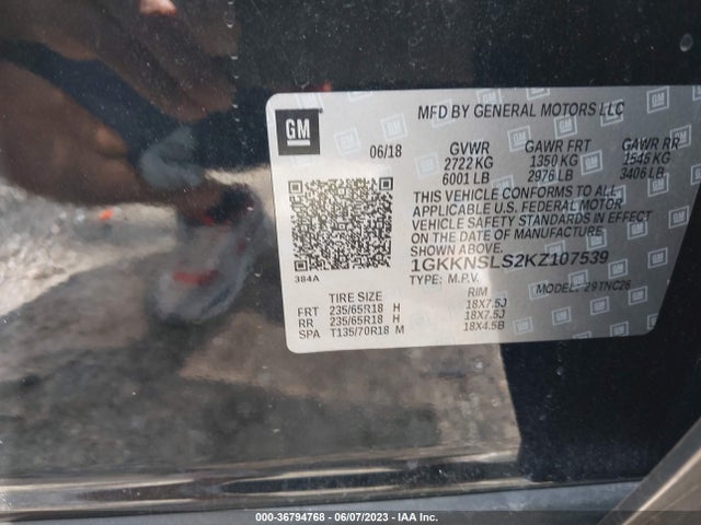 GMC ACADIA SLE 2019 1GKKNSLS2KZ107539 Image 9