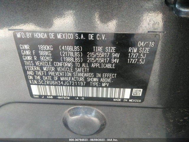 Honda HR-V LX 2018 3CZRU6H34JG721197 Image 9