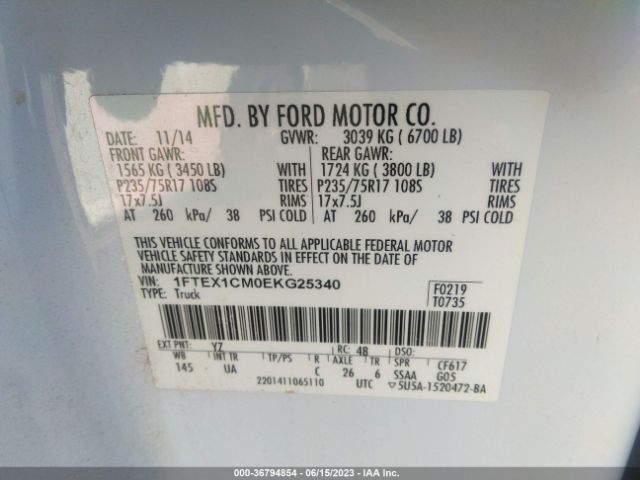 1FTEX1CM0EKG25340 Ford F-150 Xl/stx/xlt