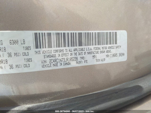 2C4RC1N73JR105228 Chrysler Pacifica Hybrid Limited