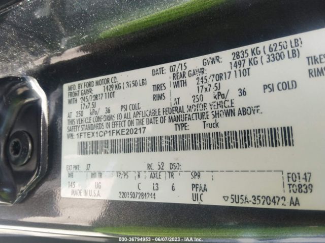 1FTEX1CP1FKE20217 Ford F-150 Xl/lariat/xlt