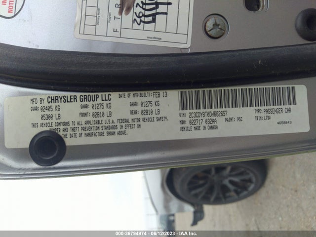 2013 DODGE CHALLENGER R/T VIN: 2C3CDYBT0DH662657
