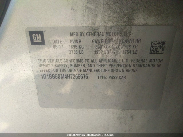 Chevrolet CRUZE LS 2017 1G1BB5SM4H7265676 Image 9
