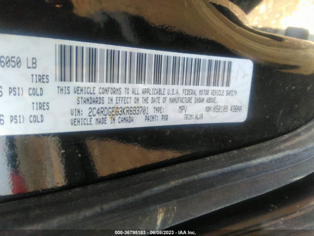 2C4RDGEG3KR693701 Dodge Grand Caravan Gt