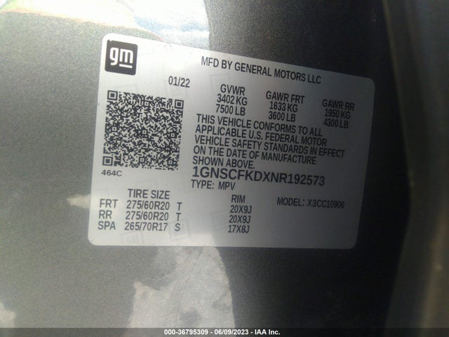 Chevrolet Suburban Premier 2022 1GNSCFKDXNR192573 Image 9