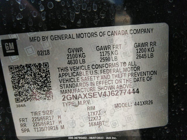 Chevrolet EQUINOX LT 2018 2GNAXSEV4J6277444 Image 9