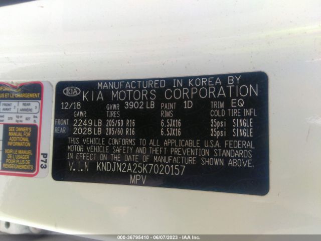 KNDJN2A25K7020157 KIA Soul Base