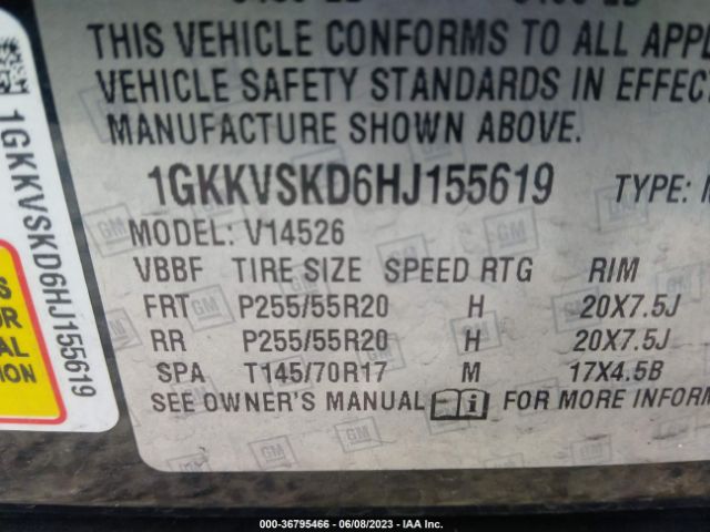 1GKKVSKD6HJ155619 GMC Acadia Limited Limited