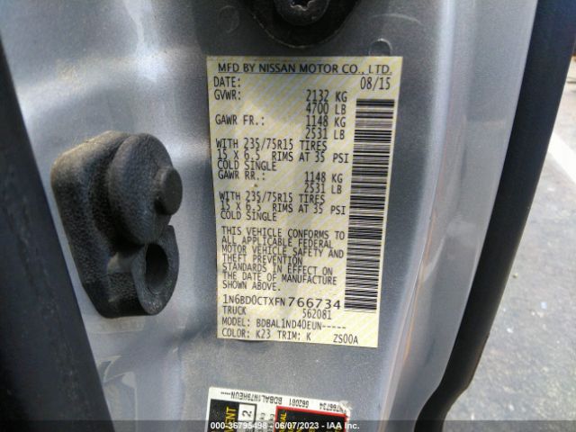 1N6BD0CTXFN766734 Nissan Frontier S/sv
