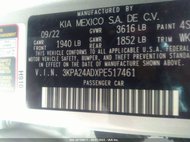 3KPA24ADXPE517461 KIA RIO LX