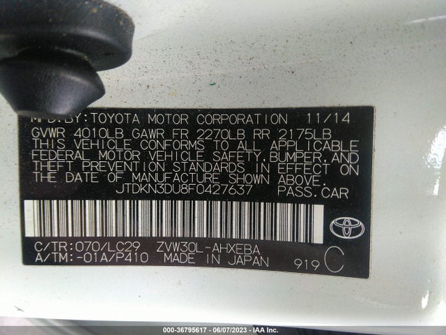 Toyota Prius Four 2015 JTDKN3DU8F0427637 Image 9