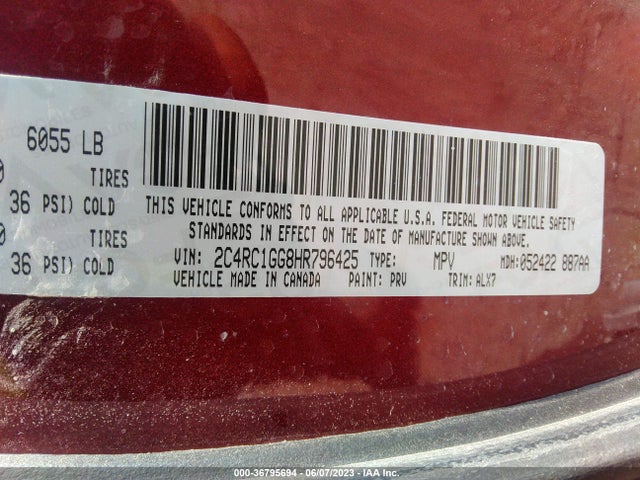2C4RC1GG8HR796425 Chrysler Pacifica Limited
