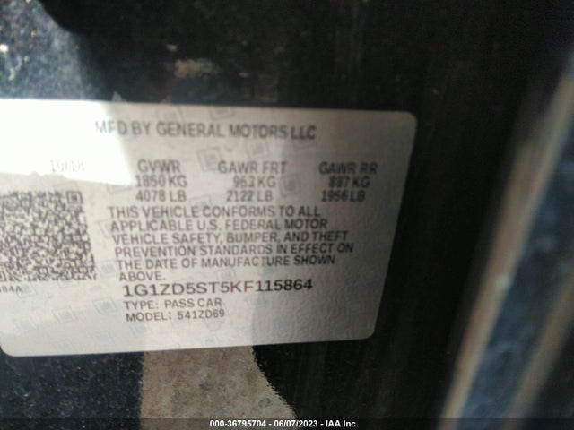Chevrolet MALIBU LT 2019 1G1ZD5ST5KF115864 Image 9