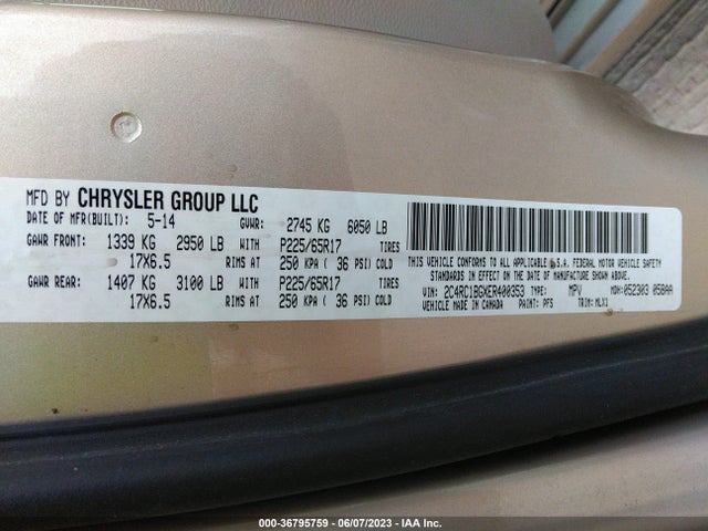 2C4RC1BGXER400353 Chrysler Town & Country Touring