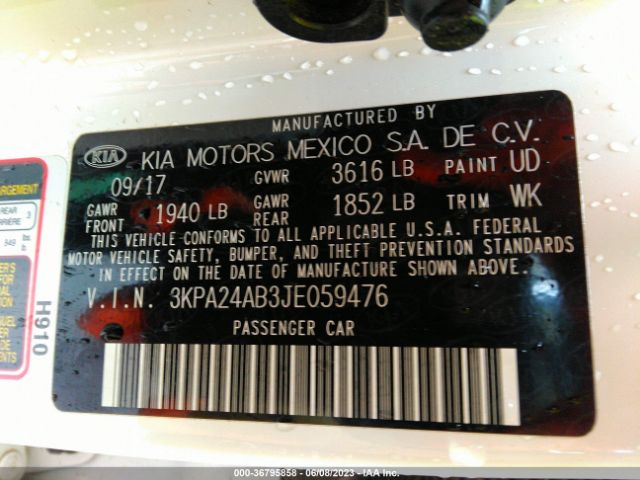 3KPA24AB3JE059476 KIA RIO LX