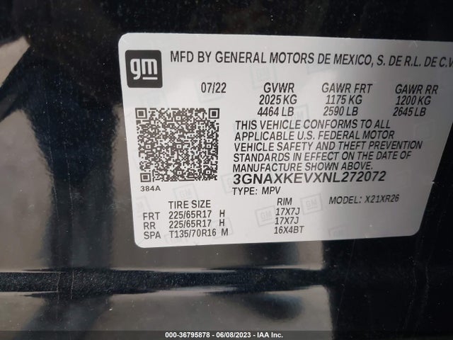 Chevrolet EQUINOX LT 2022 3GNAXKEVXNL272072 Image 9