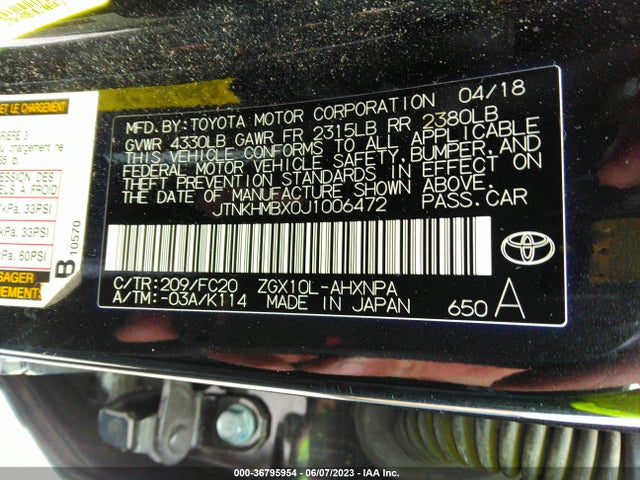 Toyota C-HR XLE 2018 JTNKHMBX0J1006472 Image 10