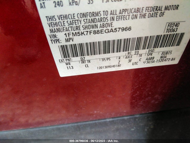 1FM5K7F88EGA57966 Ford Explorer Limited