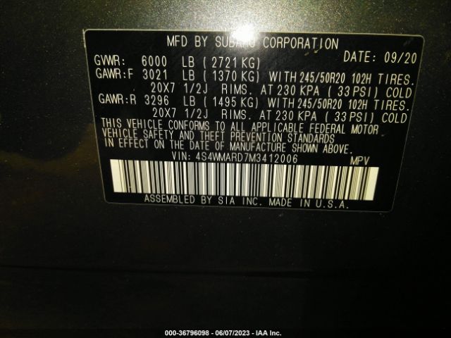 4S4WMARD7M3412006 Subaru Ascent Touring