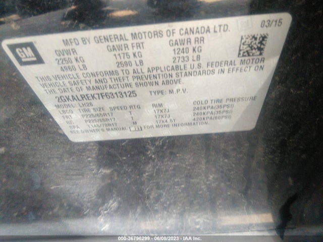 GMC Terrain Sle 2015 2GKALREK7F6313125 Image 9