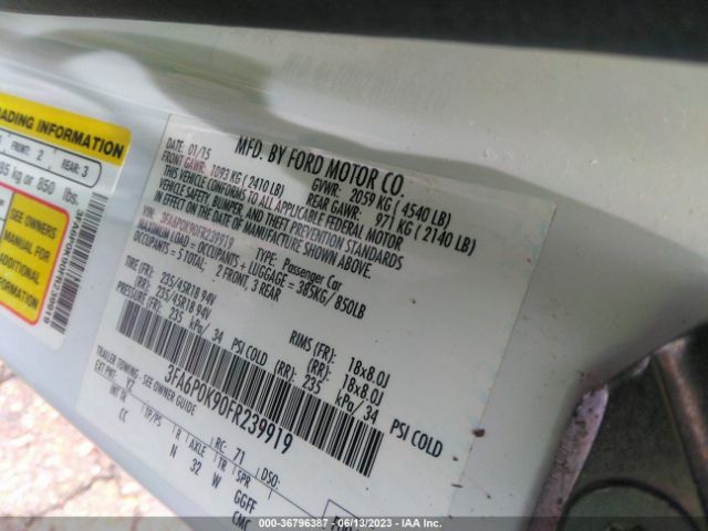 3FA6P0K90FR239919 Ford Fusion Titanium