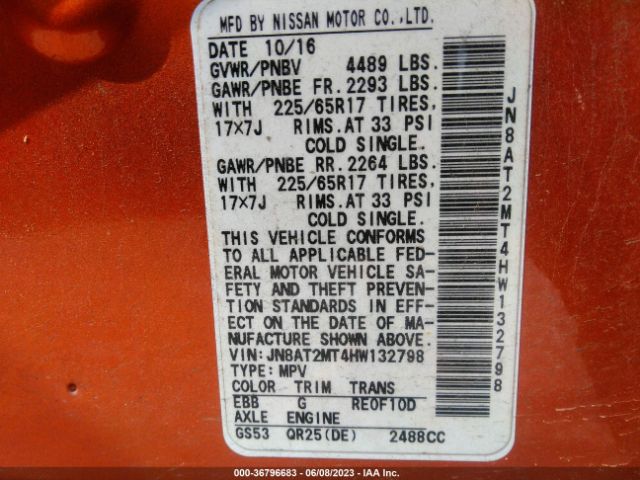 JN8AT2MT4HW132798 Nissan ROGUE SV