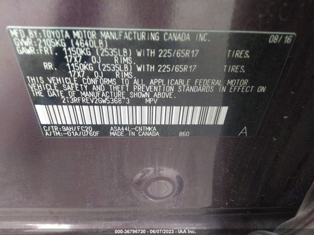 Toyota Rav4 Xle 2016 2T3RFREV2GW536873 Image 9
