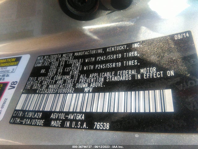Toyota Venza Le/xle 2015 4T3ZA3BB5FU090982 Image 16