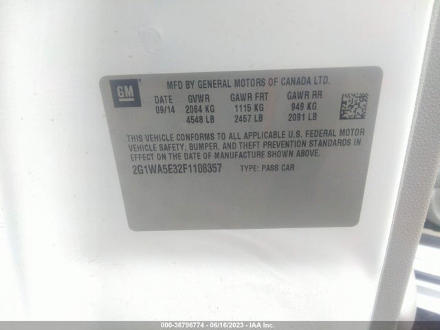 Chevrolet Impala Limited Ls 2015 2G1WA5E32F1108357 Image 15