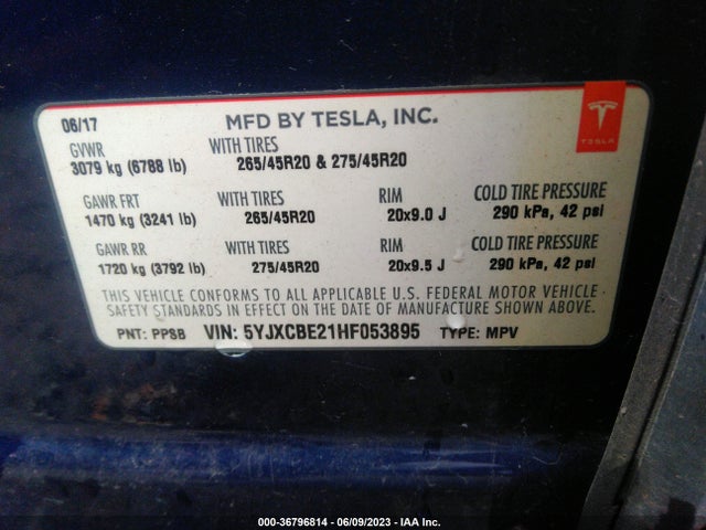 Tesla Model X 90d/75d/100d 2017 5YJXCBE21HF053895 Image 16