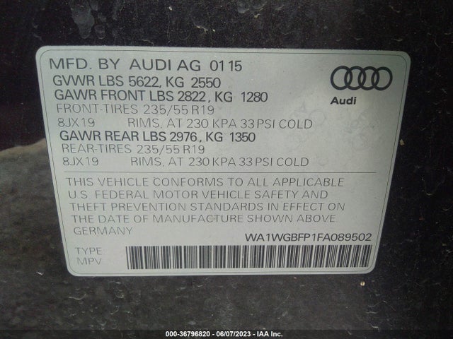 WA1WGBFP1FA089502 Audi Q5 Prestige