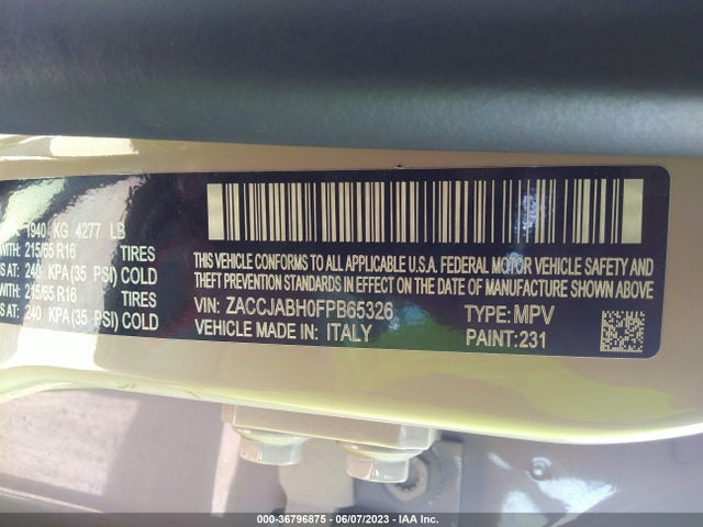 ZACCJABH0FPB65326 Jeep Renegade Latitude
