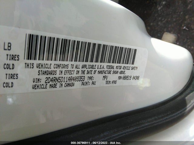 2010 DODGE GRAND CARAVAN SXT VIN: 2D4RN5D11AR409353