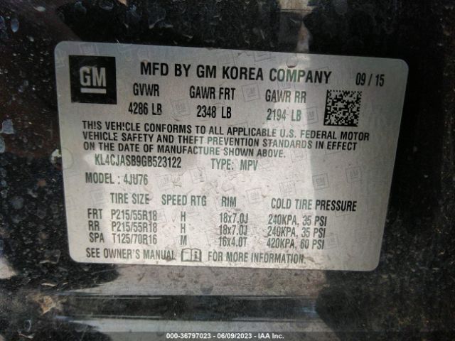 KL4CJASB9GB523122 Buick Encore