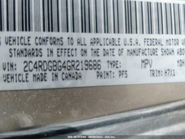 2C4RDGBG4GR219686 Dodge Grand Caravan American Value Pkg
