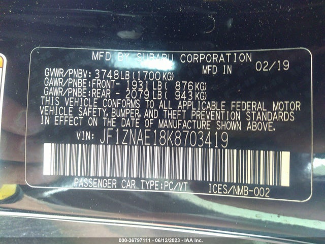 2019 Toyota 86, VIN: JF1ZNAE18K8703419