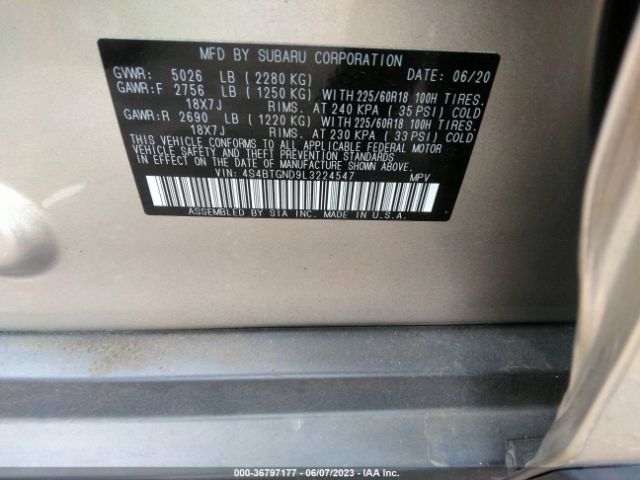 4S4BTGND9L3224547 Subaru Outback Limited Xt