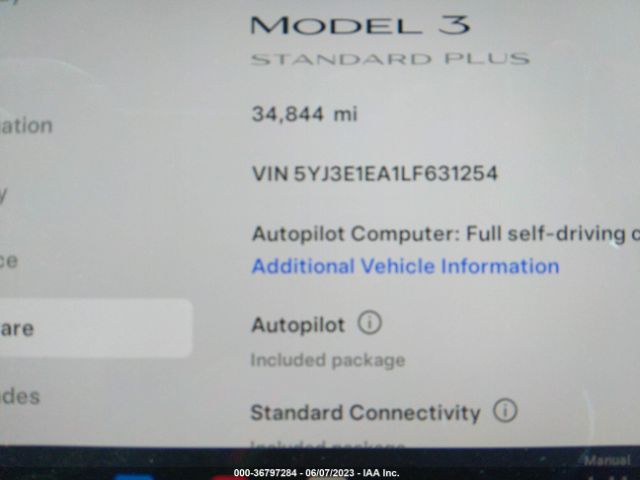 5YJ3E1EA1LF631254 Tesla Model 3 Standard Range