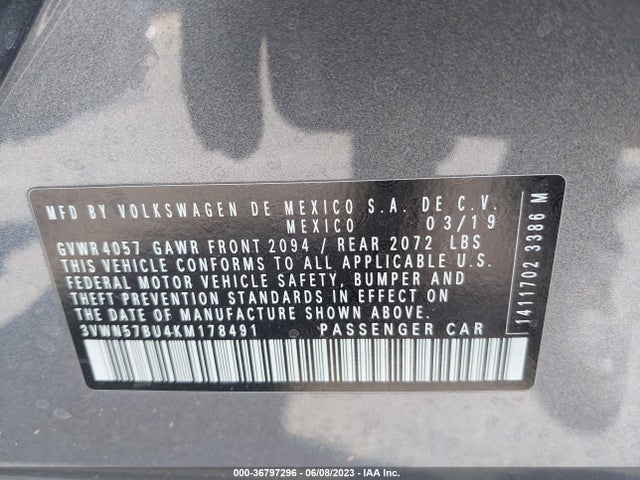 3VWN57BU4KM178491 Volkswagen JETTA S