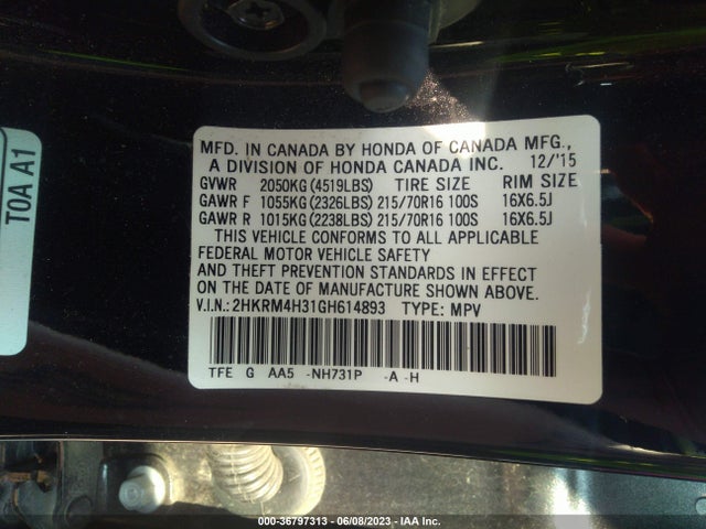 Honda CR-V LX 2016 2HKRM4H31GH614893 Image 9
