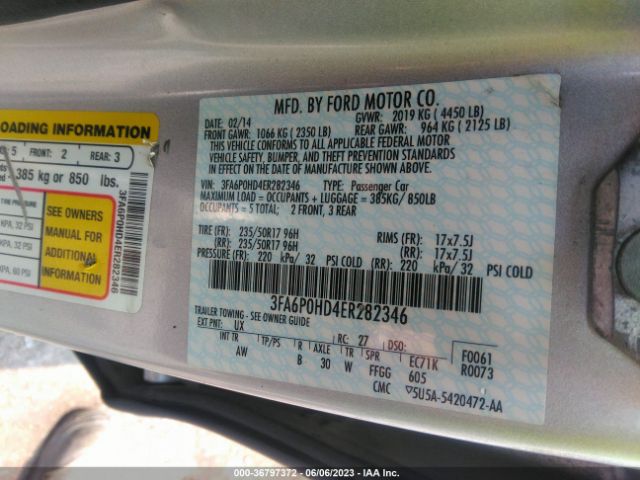 3FA6P0HD4ER282346 Ford FUSION SE