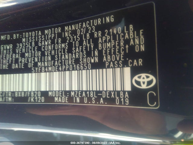 Toyota COROLLA LE 2023 5YFB4MDE4PP016650 Image 9