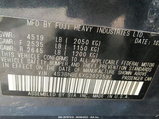 4S3BNBE6XG3022597 Subaru Legacy 2.5i Premium