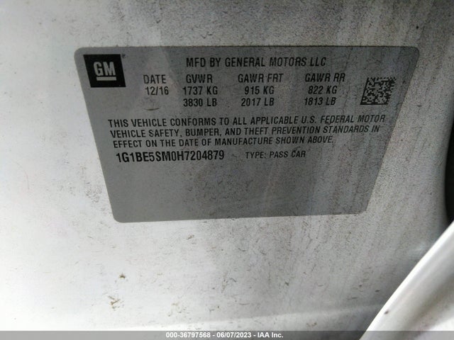 Chevrolet CRUZE LT 2017 1G1BE5SM0H7204879 Image 9
