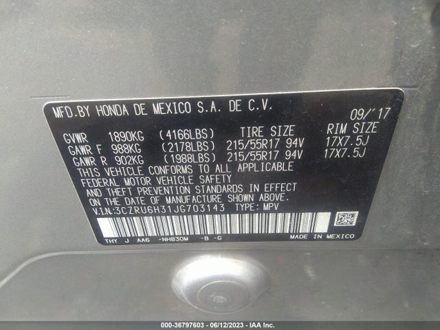 Honda HR-V LX 2018 3CZRU6H31JG703143 Image 9