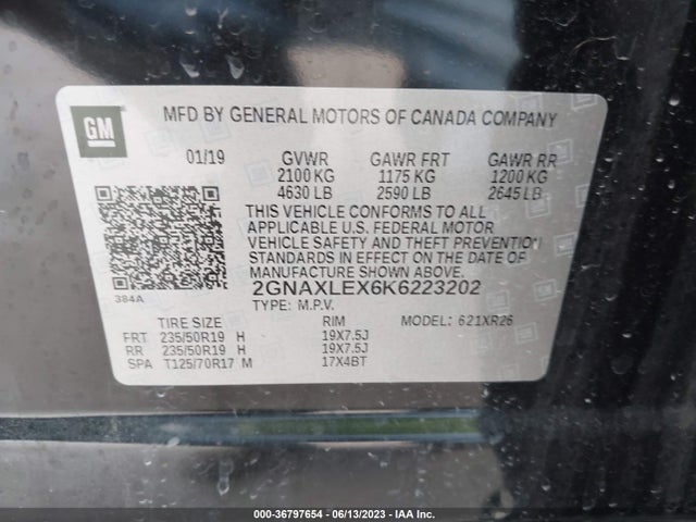 Chevrolet EQUINOX LT 2019 2GNAXLEX6K6223202 Image 9