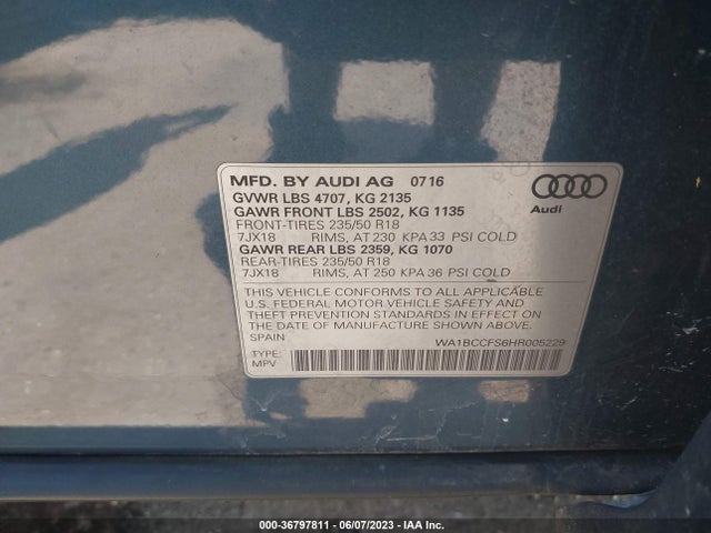 WA1BCCFS6HR005229 Audi Q3 PREMIUM